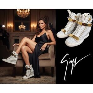 Giuseppe Zanotti Lorenz Women Wedge Sneakers Italy White 7.5